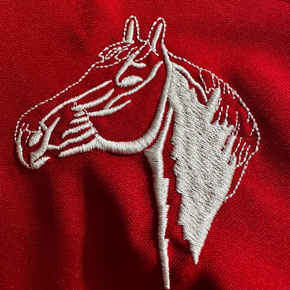Vintage Bronco Red Western Shirt Embroidered Horse M Rockabilly Rodeo 1970s - Picture 3 of 13